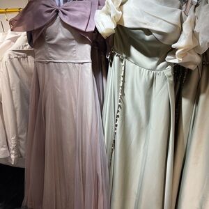 Elegant Purple and Cream Gowns